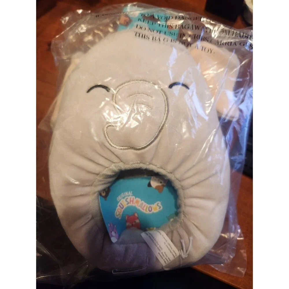 Squishmallow Slippers Mila the Gray Elephant Kids Size 2/3 Shoes NWT